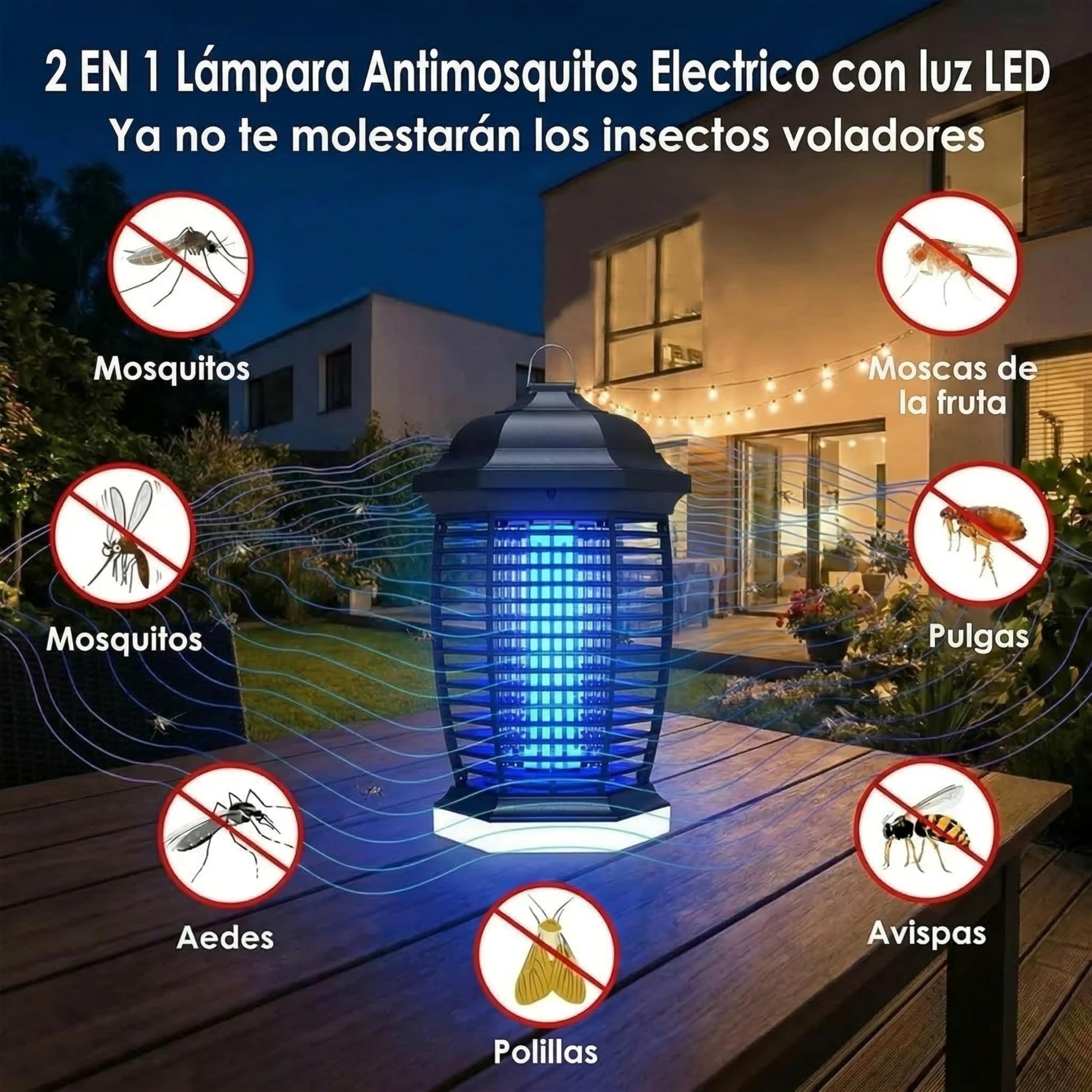 seenlast Lampara Antimosquitos, 4000V 18W Mata Mosquitos Electrico con Luz UV, Mata Moscas Electrico IPX4 Impermeable Area Efectiva 80-100m² para Interior y Exterior - 2