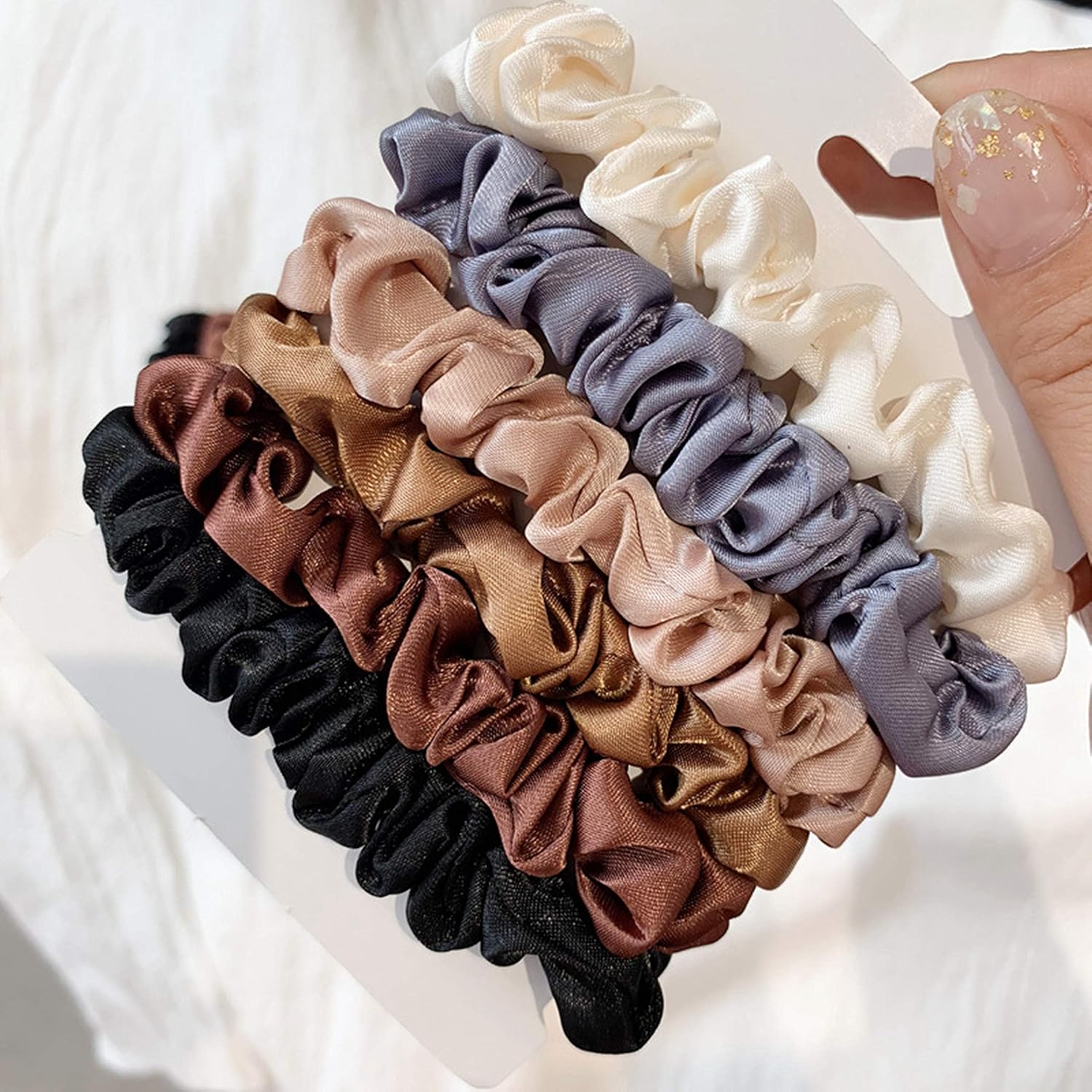 6pcs Elegant French satin headband versatile basic hair rope hair accessory rubb…