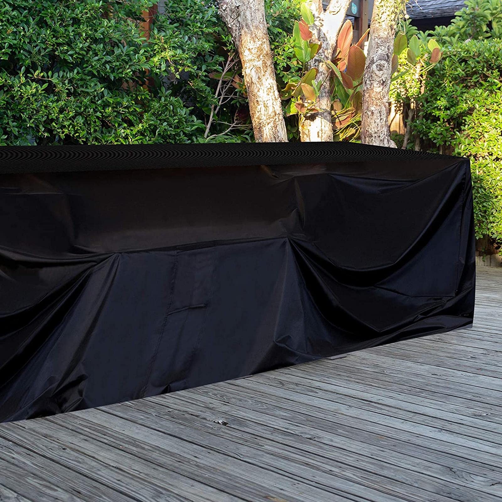Copertura per set di mobili, copertura per mobili da giardino, copertura per mobili da giardino in rattan, antivento, resistente ai raggi UV, 130 x 130 x 100 cm, nero