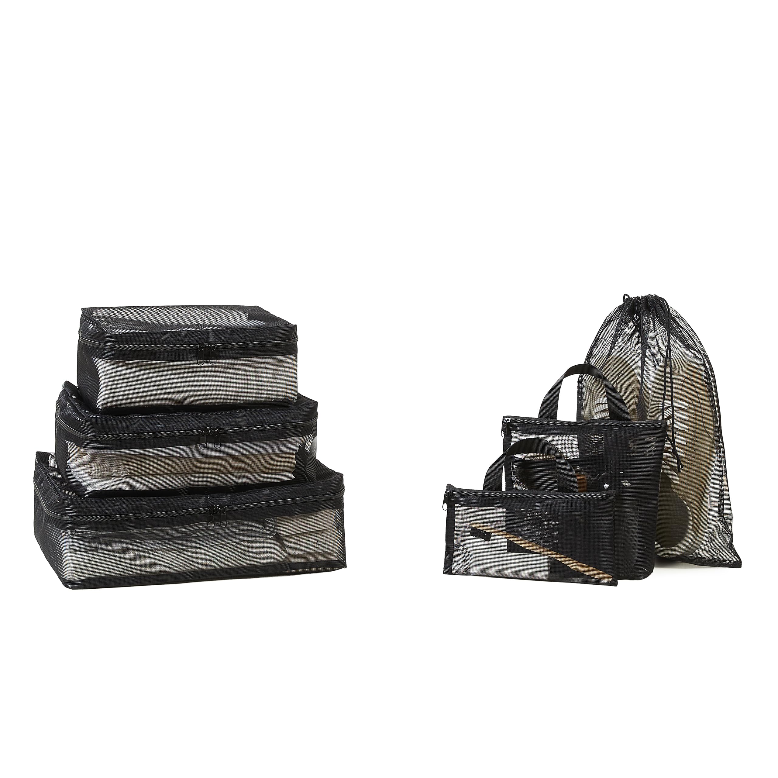 Ocean Home Textile 6'lı Siyah Renk File Bavul İçi Düzenleyici Set