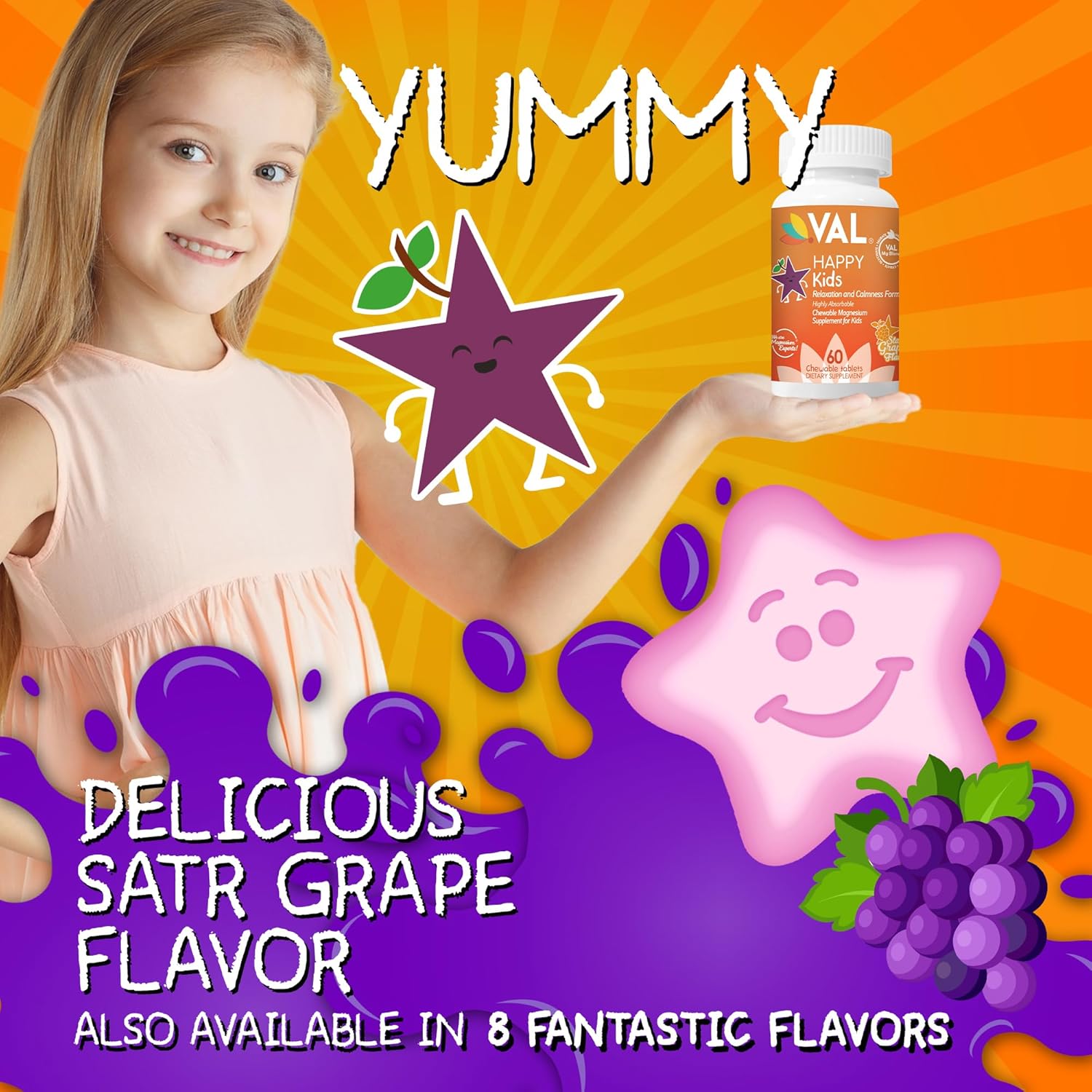 VAL Magnesium for Kids | High-Absorption Magnesium for Calm, Relaxation & Focus | Mg Glycinate, Citrate & Taurate | with Vitamin B6, D & C | Sugar-Free, Non-GMO | 60 Chewable Tablets - Image 11