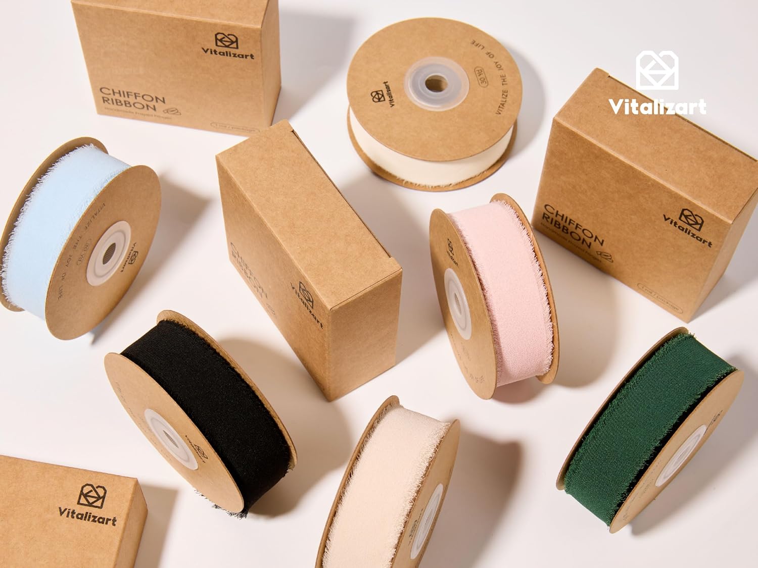 Vitalizart 1" x 30 Yd Chiffon Ribbon Baby Blue Silk Like Handmade Fringe Fabric Ribbons for Wedding Invitations Bridal Bouquets Party Decoration Gift Wrapping Bow Making - Image 6