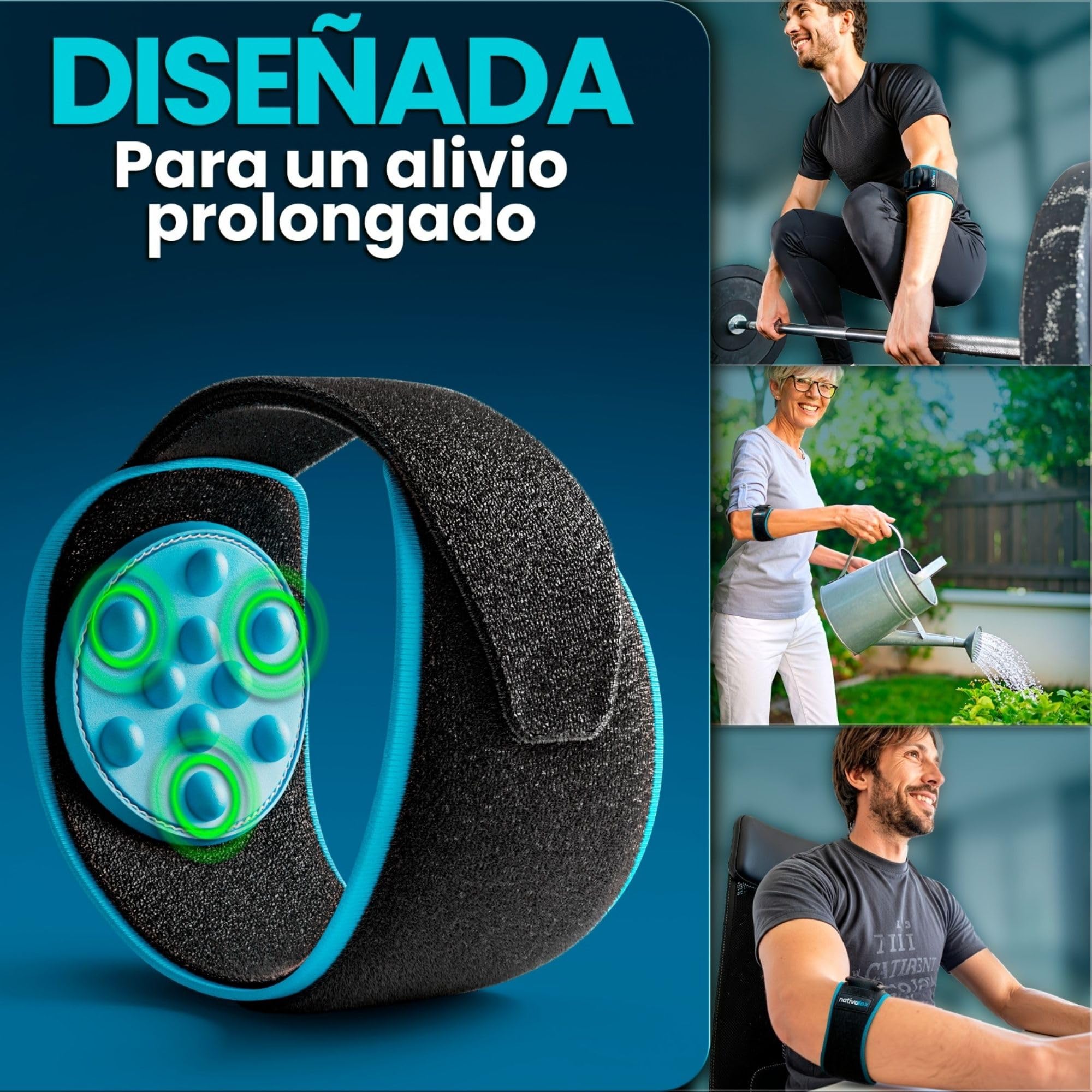 NativoDex Codera Epicondilitis Mężczyzna i Kobieta, Opaska na Epicondilitis z Poduszeczką Ciśnieniową, Opaska na Łokieć Tenisisty i Golfisty – Regulowana, Przewiewna