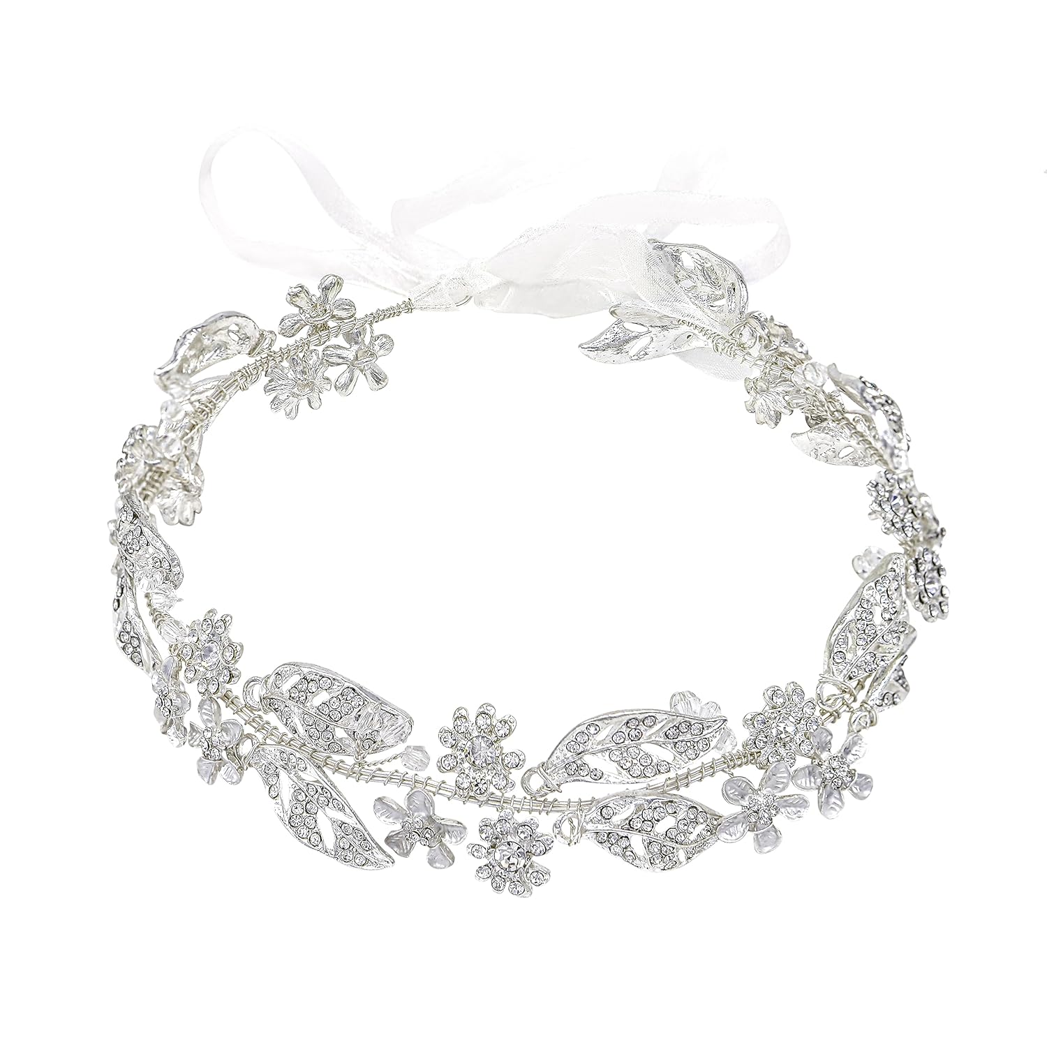 Rose Gold Wedding Headband Flower Leaves Design Hair Vine Bridal Headpiece Wedding Hair Accessories (Rose Gold)