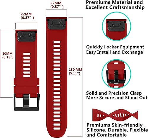 Miniatura 9 de ZEROFIRE Correas compatibles con Garmin Fenix 5 Correa de reloj de repuesto para Fenix 7Fenix 6Fenix 6 ProFenix 5Fenix 5 PlusForerunner