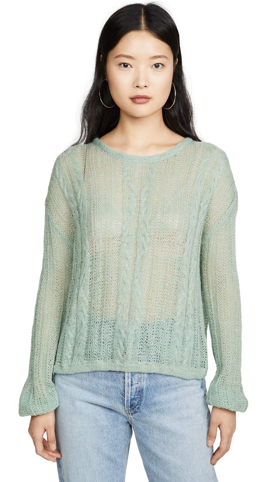 Free People Womens Angel Soft Sweater Mint Fresh Combo Green M