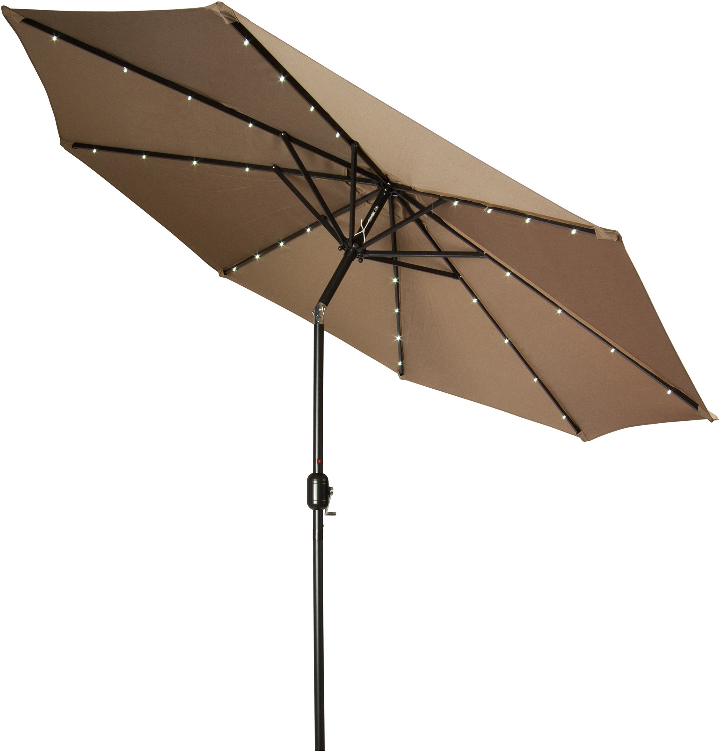 Amazon Com Trademark Innovations Deluxe Solar Powered Led Lighted Patio Umbrella 9 Feet Tan Garden Outdoor