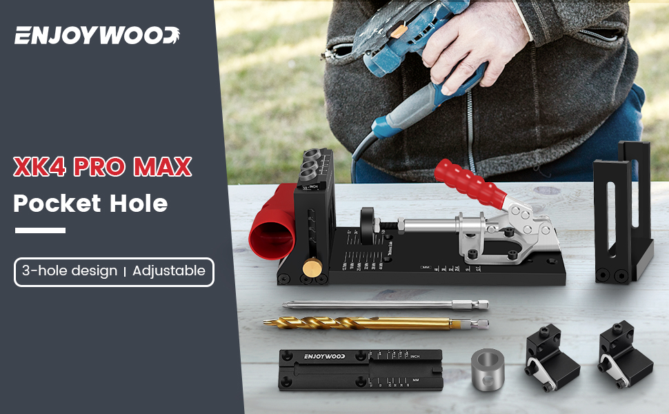 Watch ENJOYWOOD PRO XK4 Pocket Hole Jig Kit with Wood Board Stand
