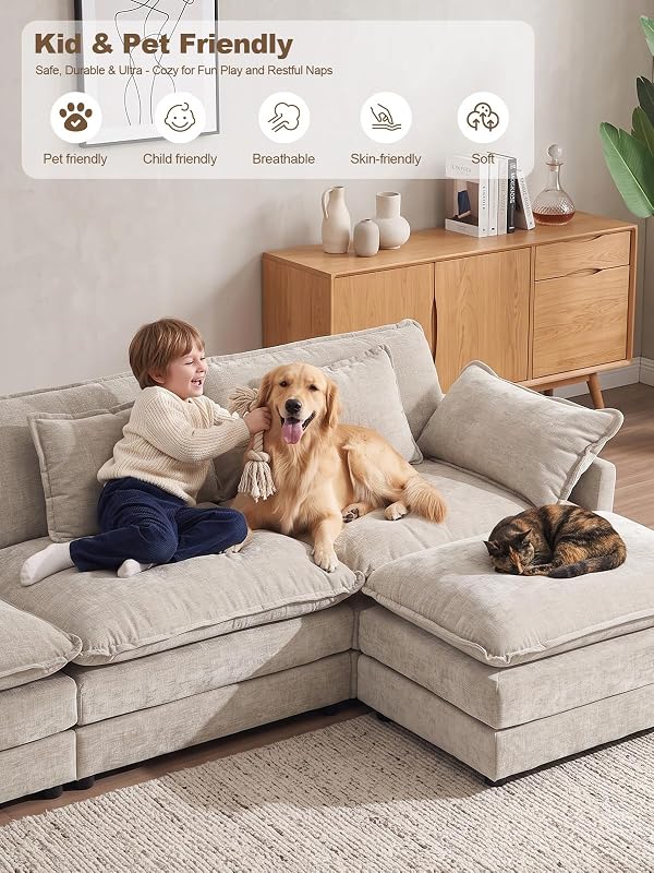 VEPXXP Loveseat Sofa Cloud Sofa Couch, 2 Seat Deep Seat L Shaped Couch image 6