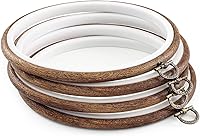 joybest 4-Pack 6 Inch Imitated Wood Embroidery Hoops with Hanging Rings - Cross Stitch Display Frames for Crafts, Sewing & Ornaments