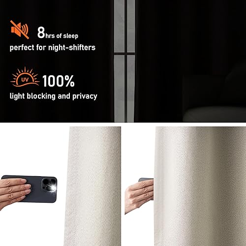 Miniatura 19 de Cortinas opacas con textura de lino gris total para dormitorio, con aislamiento térmico, cortinas cortas de 64 pulgadas, cortinas de granja con