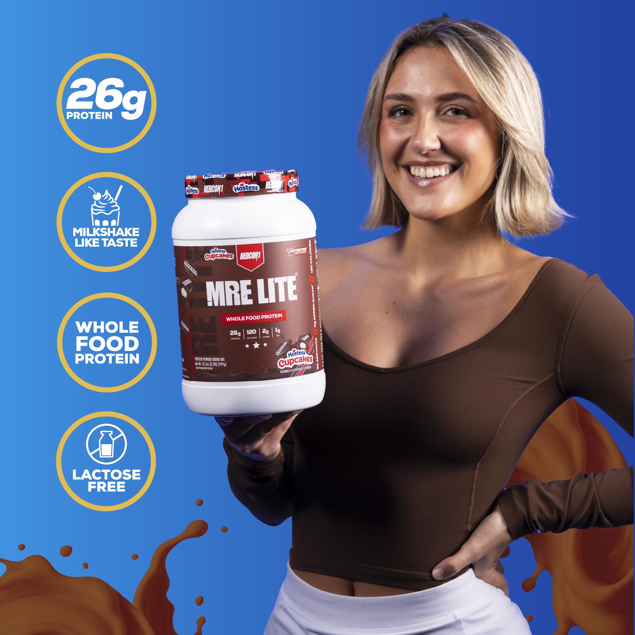 REDCON1 MRE Lite Hostess™ Cupcakes Whole Food Protein Powder - Lactose & Whey Free Meal Replacement with Animal Protein Blends - Easy to Digest Supplement Made with MCT Oils (30 Servings) — Amazon image 3
