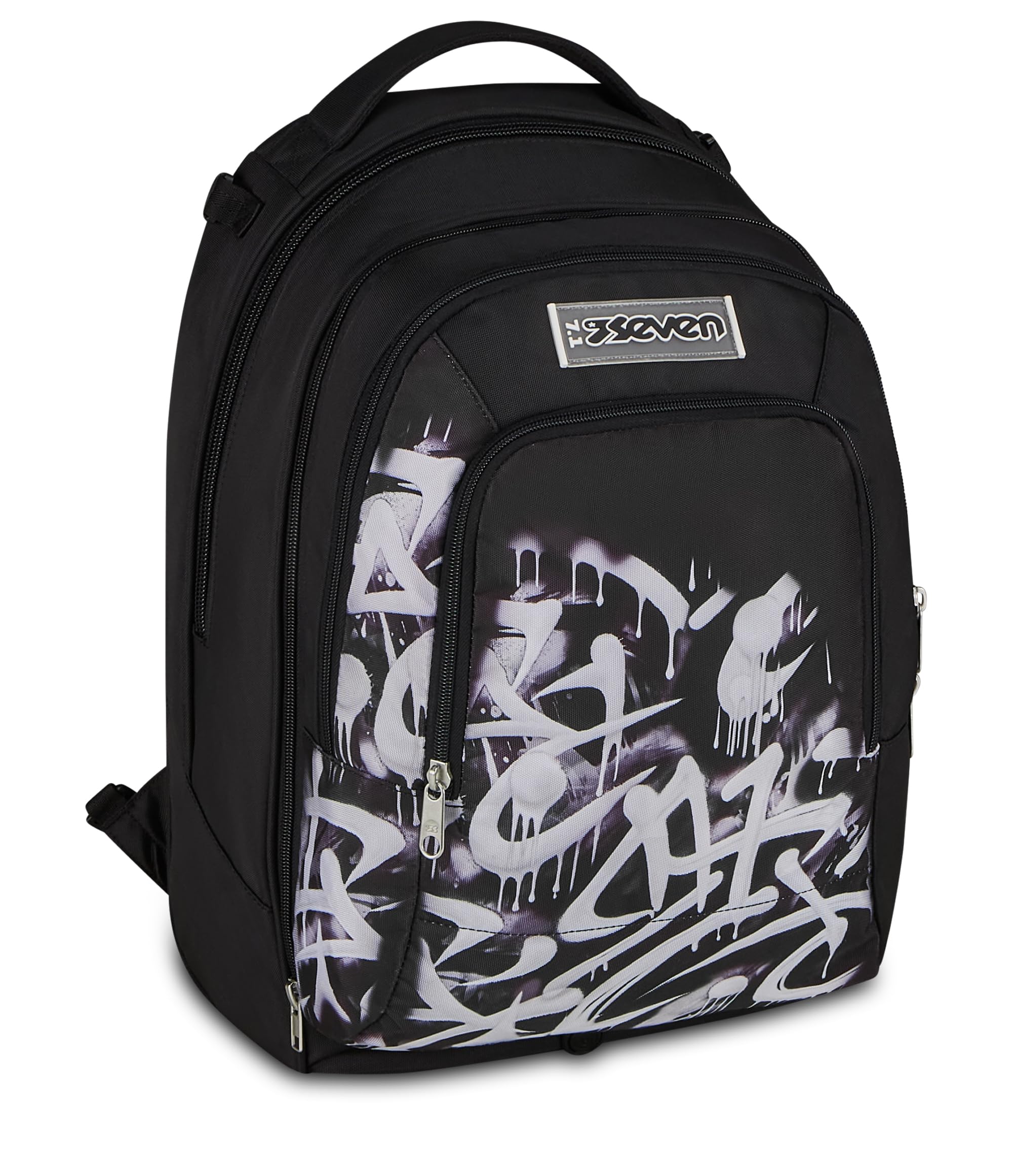 Seven Trolley Scuola Jack 8 Ruote Detach PLUMPY LINE BOY, Nero, 43 L, Scomponibile, Zainetto staccabile, 4 in 1, Cross-over System, Tasche multifunzione, Scuola elementare e media, Bambini, Ragazzi