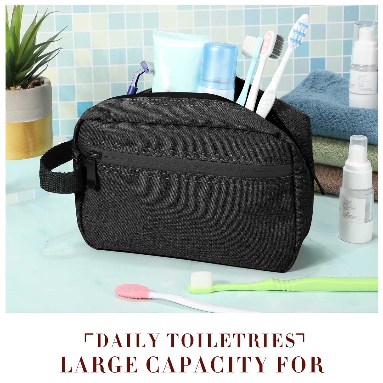 Hillban 9 bolsas de aseo portátiles para hombres, resistentes al agua, bolsa de afeitado, bolsa de cosméticos plegable, bolsa de viaje para artículos de tocador, bolsa de ducha para almacenamiento