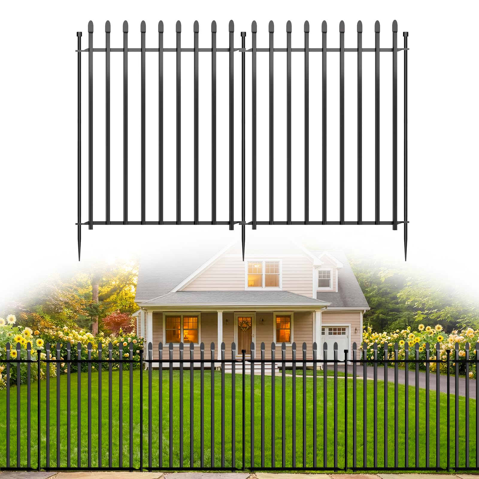 Kingido 10 Panels No Dig Decorative Garden Fence, 101 cm (H) x 671 cm (L) Rustproof Metal Temporary Fencing, Outdoor Animal Barrier Dog Fence for Yard, Patio, Border, Flower Bed & Landscape — view 8