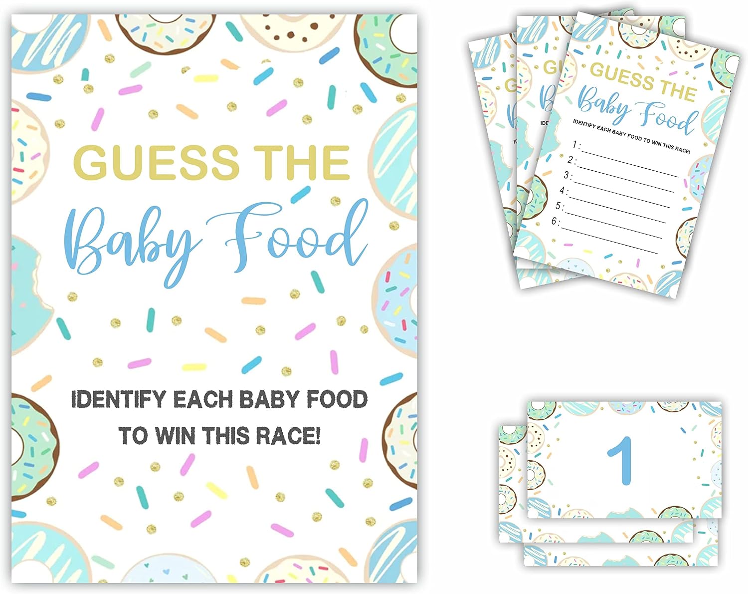 Amazon.com: Baby Shower Game Set, Donut Theme Guess The Baby Food Party ...