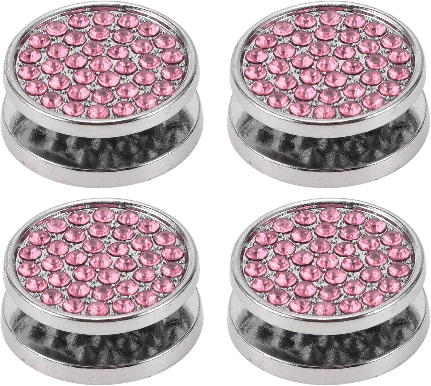 4 Pcs Universal Car Storage Hooks for Every Car, SUV, Van, Truck Car Adhesive Hooks Sturdy Metal Rhinestone Pink 0.91"x0.91"