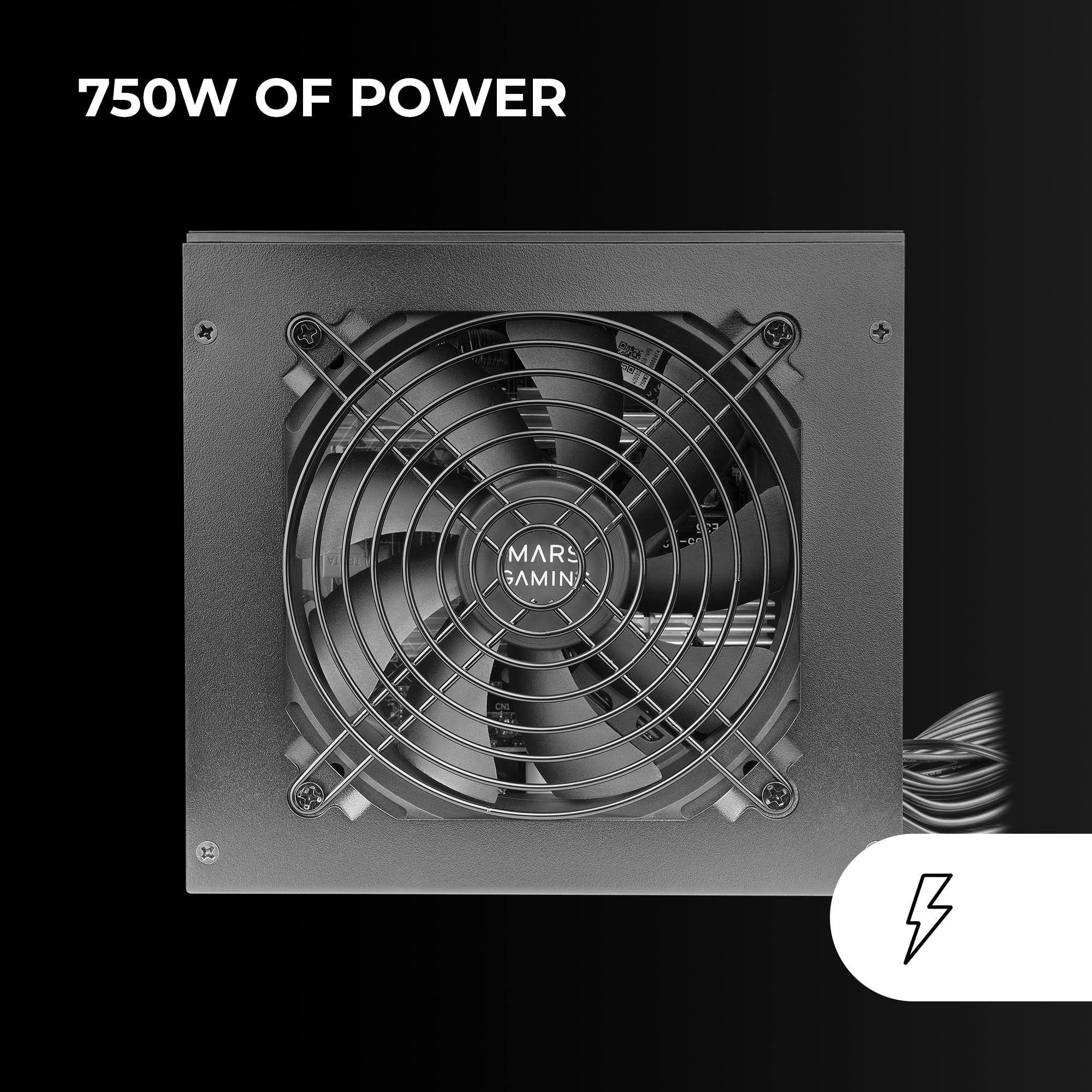 Mars Gaming MPB750S, Alimentatore ATX ARGB 750W, 6 Anni di Garanzia, 80Plus Bronze 230V EU, 90% Efficienza, Ventola 120mm AI-RPM, Illuminazione ARGB MB Control, Tecnologie DC-DC e SMD, Nero