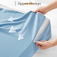 Vista 6 de Horbaunal Funda de Almohada de Cuña de Cama Azul con Diseño de Cremallera, Protector de Almohada de Cuña con Bolsillo Lateral para Almacenamiento