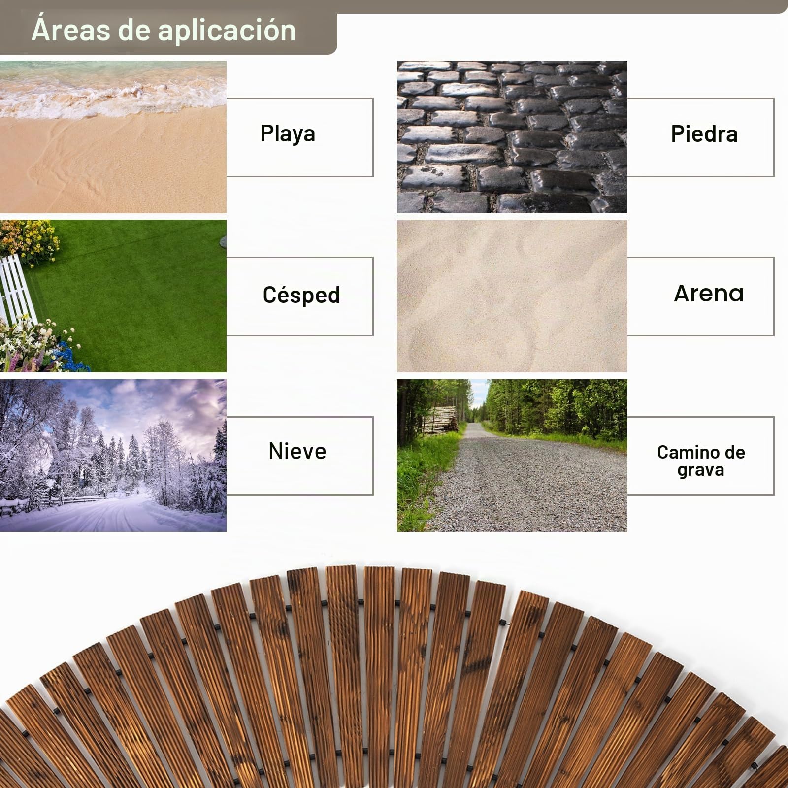 Icoget Roll out - Camino de Madera para jardín (1,8 m, Resistente a la Intemperie, Antideslizante, para Suelo nevado, para Patio, Playa, Boda, Curvado)