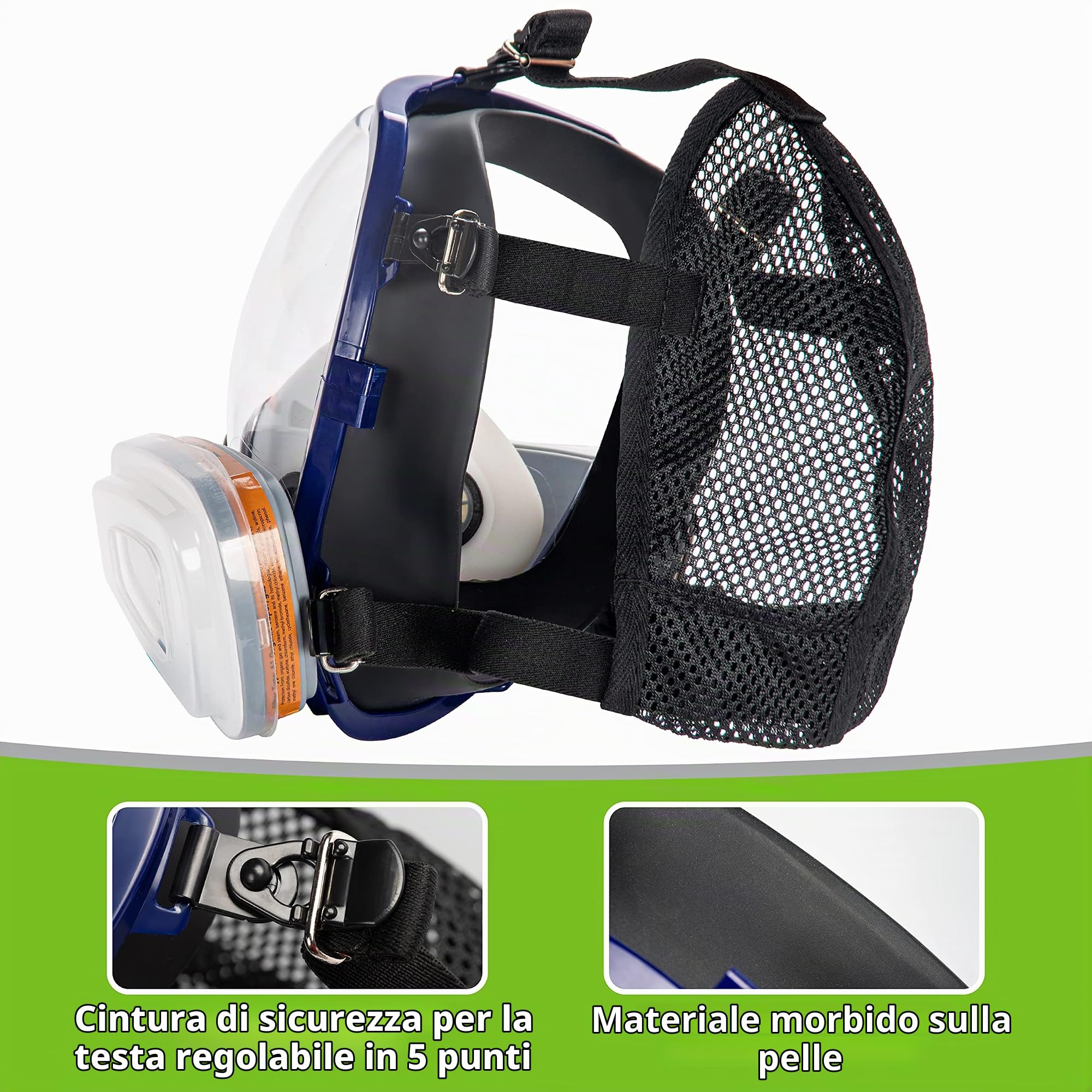 AirGearPro G-750 Maschera Antigas Completa con Filtri A1P2 Antipolvere | Respiratore a maschera completa per Pittura, Legno, Costruzione, Carteggiatura, Spruzzatura, Chimici, Fai da te