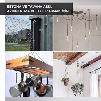 Kancalı Çelik Dübel M8 Kapalı Ağız – Salıncak, Boks Torbası, Avize ve Tavan Asma İçin Güçlü Montaj Aparatı