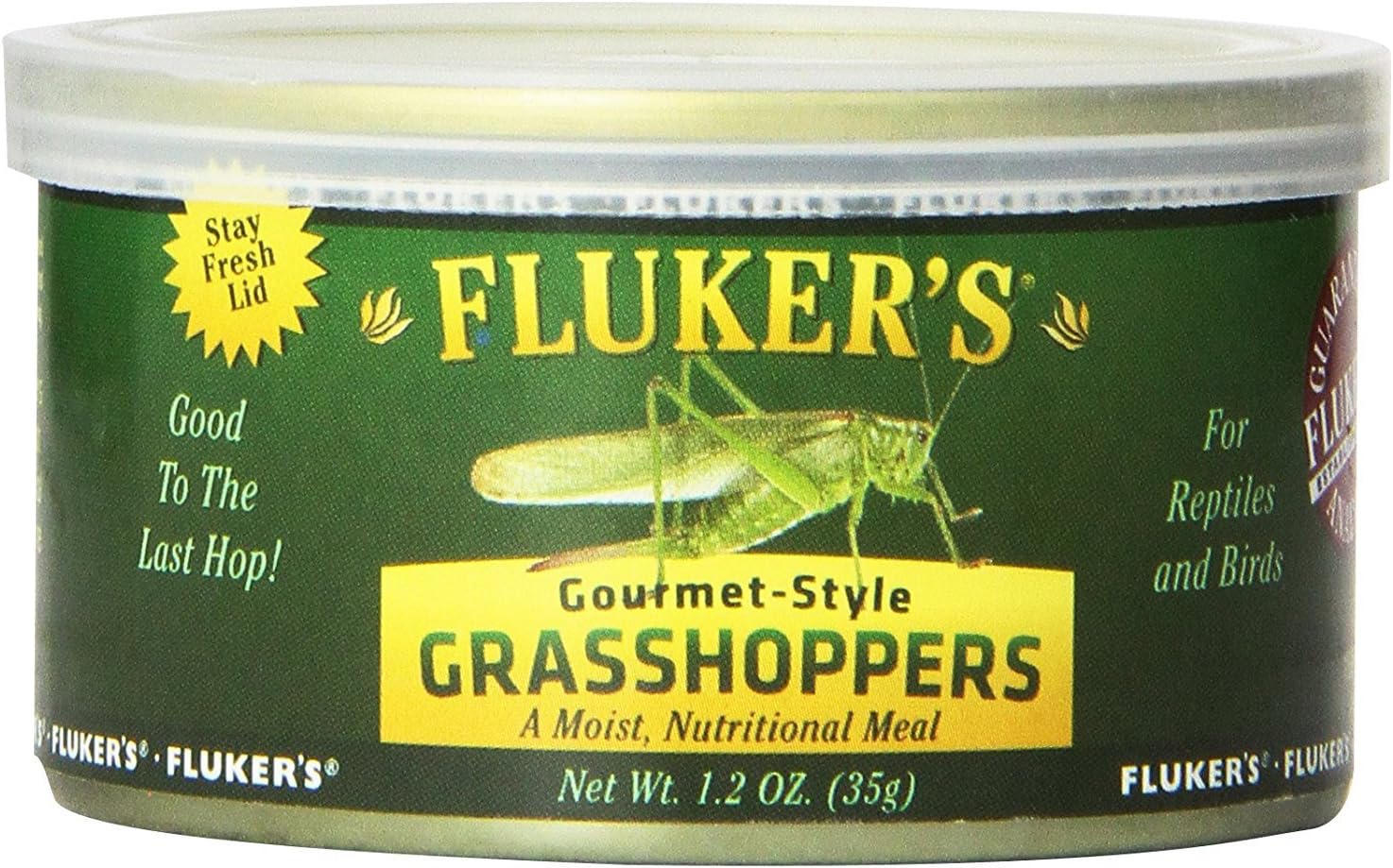 Fluker’s Gourmet Canned Food for Reptiles, Fish, Birds and Small Animals, Grass Hoppers 1.2 oz