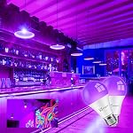 LED Black Lights Bulb, 9W A19 Led Bulb (75Watt Equivalent), UVA Level 380-400nm, E26 Medium Base 120V, Glow in The Dark for Blacklights Party, Body Paint, Fluorescent Poster- 4 Pack