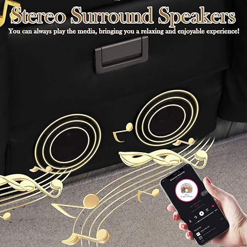 Miniatura 6 de TUNYI Sofá reclinable eléctrico con masaje y calor, asiento de cine en casa con consola, sofá biplaza reclinable RV con