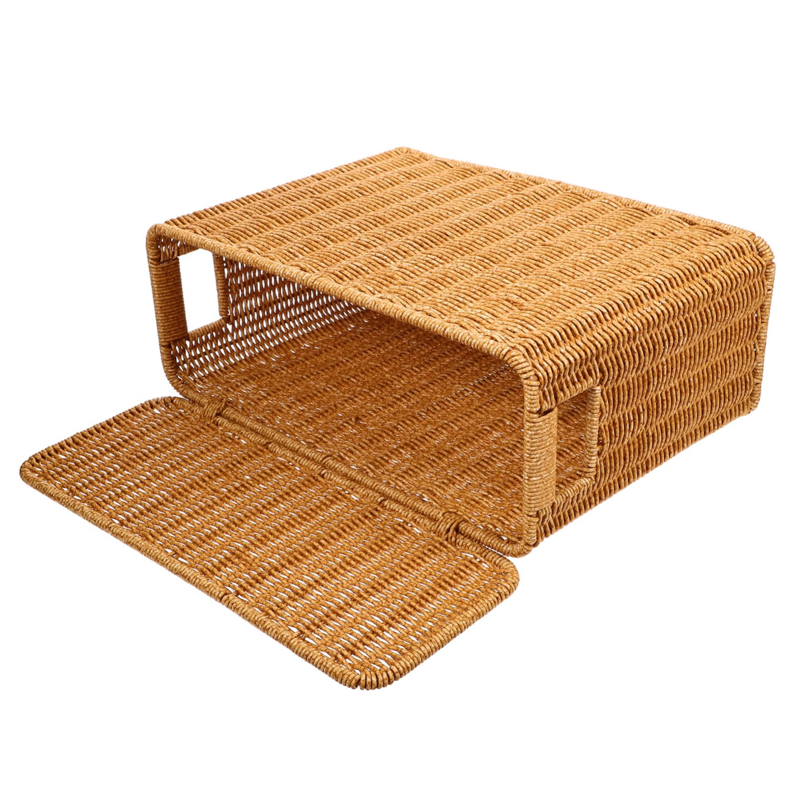Cesta Estrecha y Alta de Almacenamiento Tejida con Tapa y Asa Organizador Portátil para Juguetes Revistas y Objetos Varios Diseño Ligero y Seguro para Uso Doméstico y Exterior