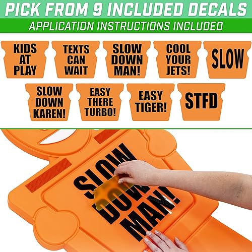 Miniatura 3 de GoSports Señal de seguridad callejera Slow Down Man! - Letrero de seguridad de 3 pies de alta visibilidad para niños en juego para vecindarios con 9