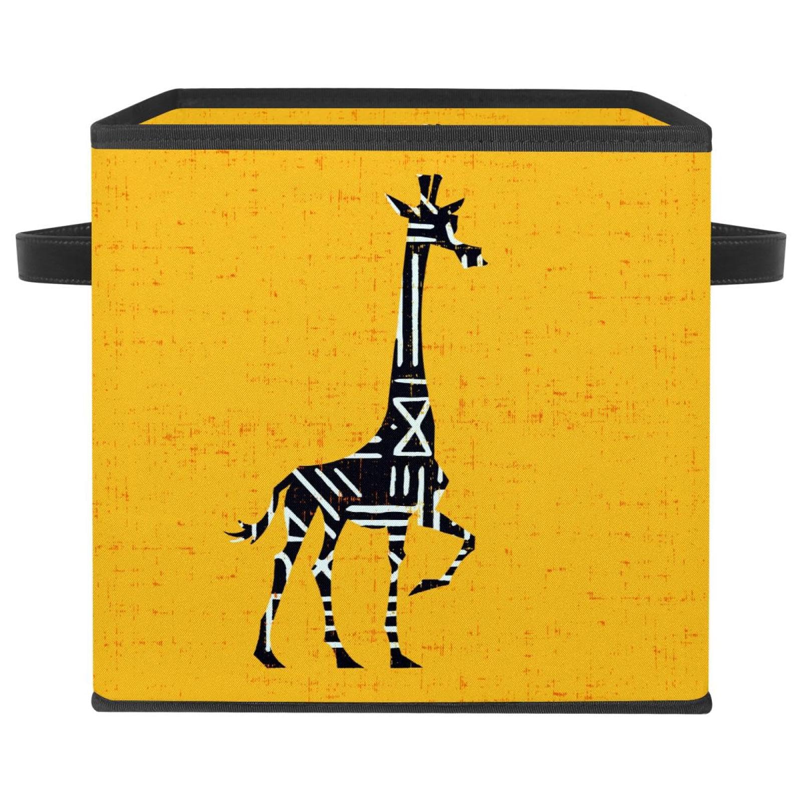 Boîte de rangement avec poignées cube en tissu pliable jaune