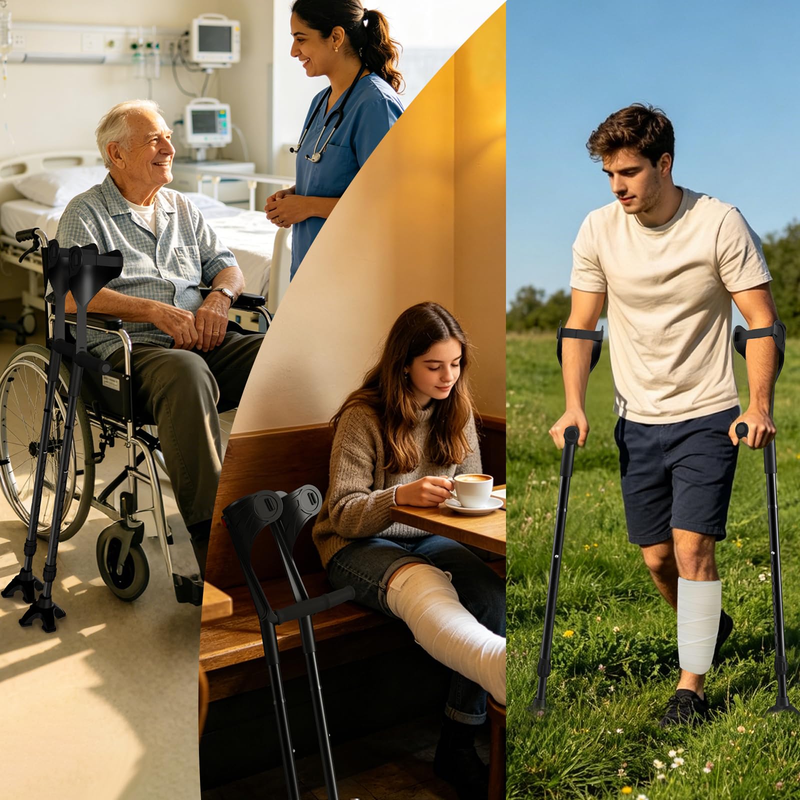 Forearm Crutches for Adults, Foldable with Ergonomic Elbow Support — Amazon image 8