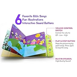 Sing Along with Jesus Christian Sound Books for Kids - 6 Bible Songs - Christmas, Baptism, Christening, Dedication Gifts for Boys and Girls - Religious Toys, Music Books for Toddlers 1-3