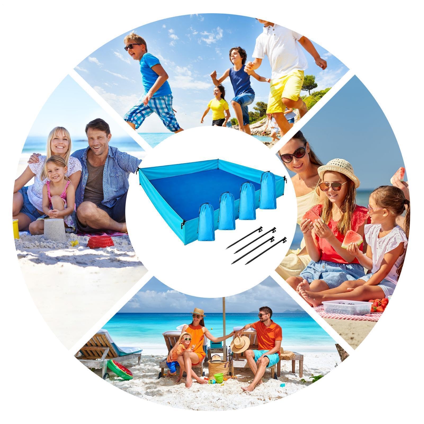 Telo Da Mare Impermeabile Anti-Sabbia,Con 4 4 Sacchetti Per Sabbia 185x145x25 Cm | Tappetino Antisabbia Da Esterno,per Viaggi Campeggio All'aperto Vacanza Giardino Prato Famiglia Libero e Cortile