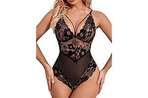 Womens Snap Crotch Lingerie Lace Teddy One Piece Babydoll Sexy Mini Bodysuit