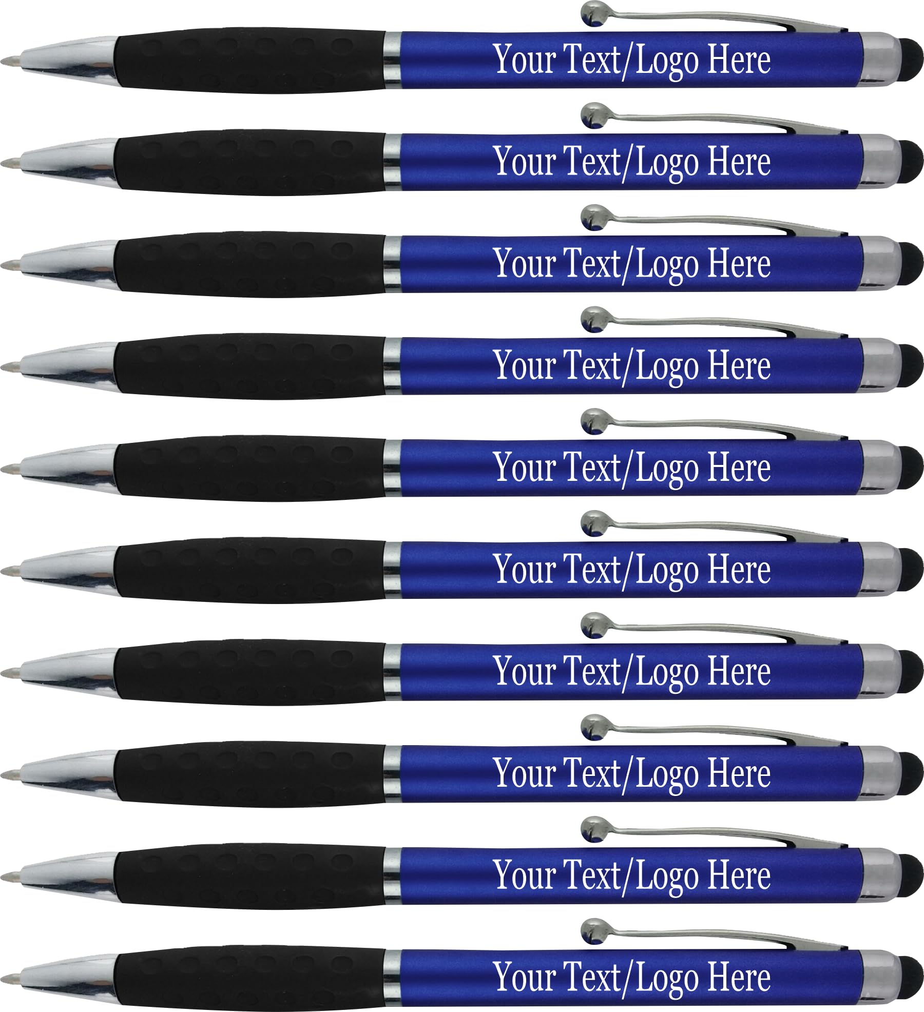 SyPen Personalized Pens With your Custom Logo or Text-300 Pack Bulk-for Businesses, Parties, and Events, 2 in 1 Ballpoint Pen & Stylus Compatible with