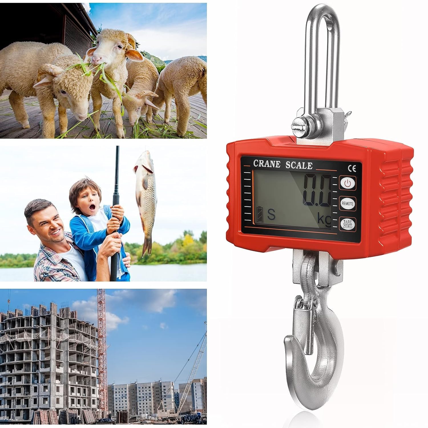 Hängewaage Digitalgewicht 2200lbs/1000kg Industriell Kranwaage Hochleistungs-Hängewaage für Bauernhöfe Tragbare elektronische Hängewaage 1T