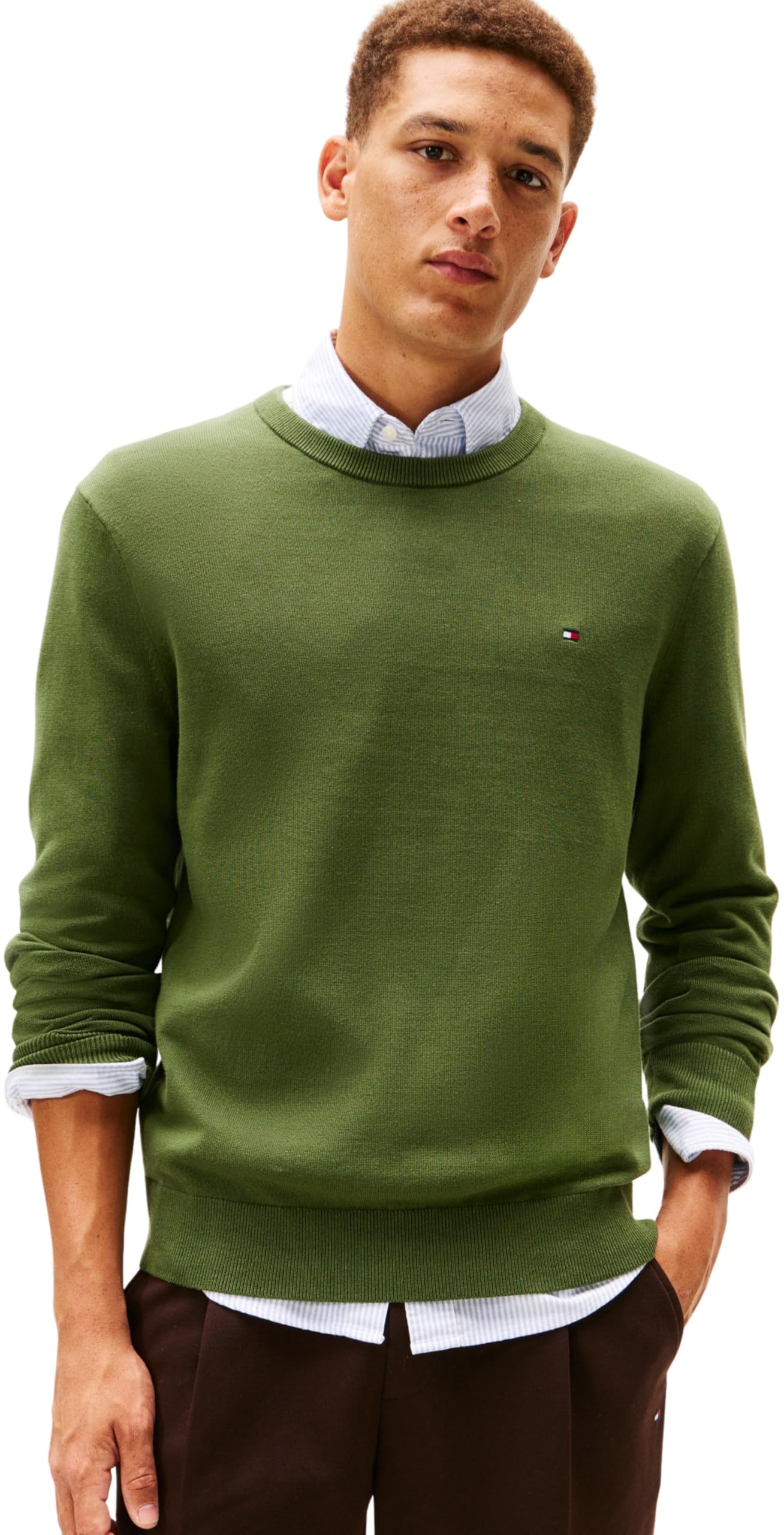 Tommy Hilfiger Uomo Pullover Essential Cotton con Scollo Rotondo