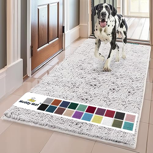 Vista 207 de Muddy Mat® - Tapete de microfibra superabsorbente para mascotas, antideslizante y lavable, de felpilla, secado rápido, para entrada