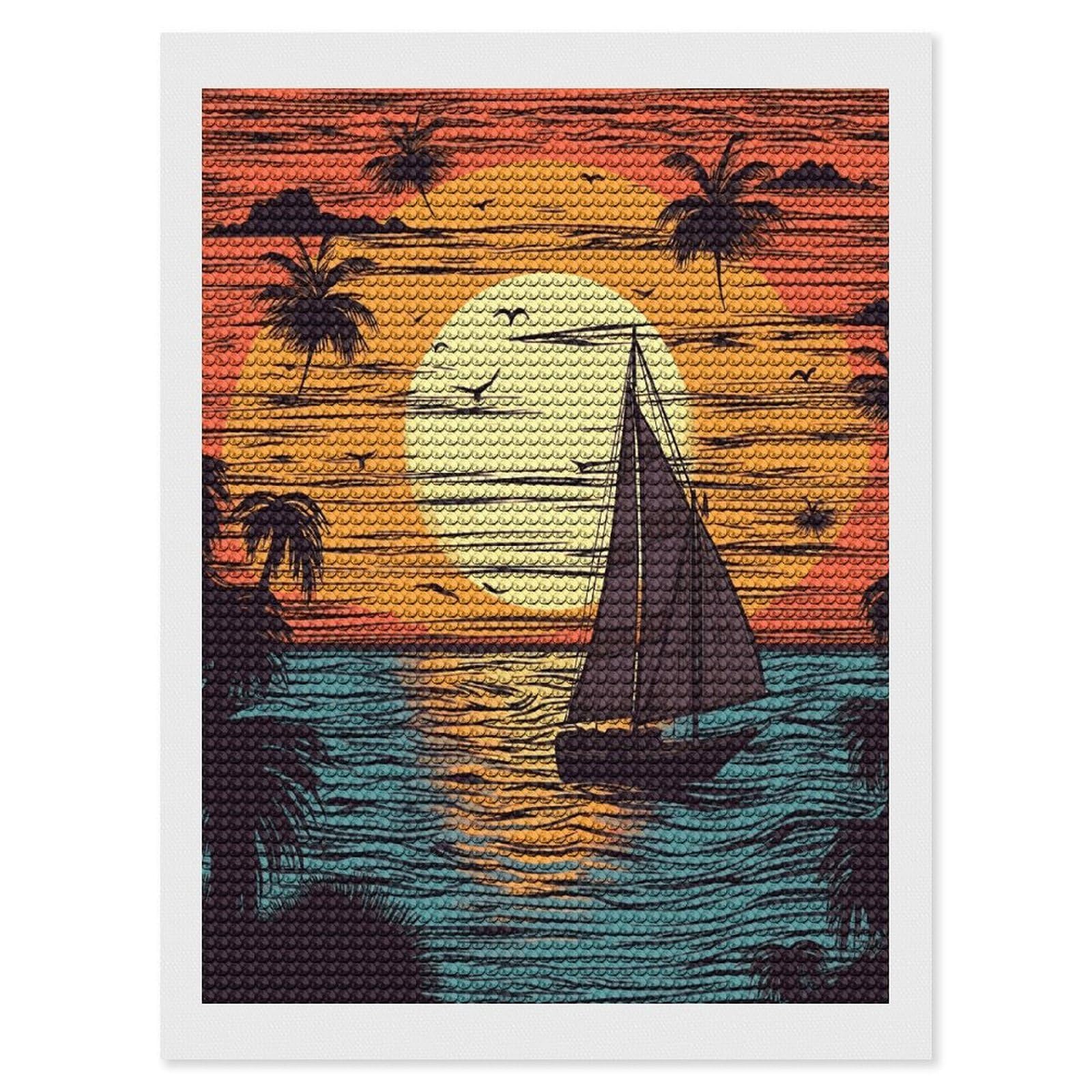 Kit de pintura de diamantes VstaDank para decorar tu sala de estar con un velero 8