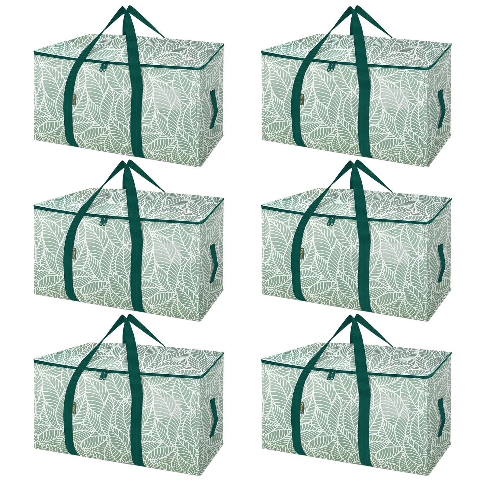 BALEINE Paquete de 6 bolsas de mudanza de gran tamaño con asas reforzadas, suministros de mudanza de almacenamiento resistentes para embalaje, camping (follaje antiguo, paquete de 6)