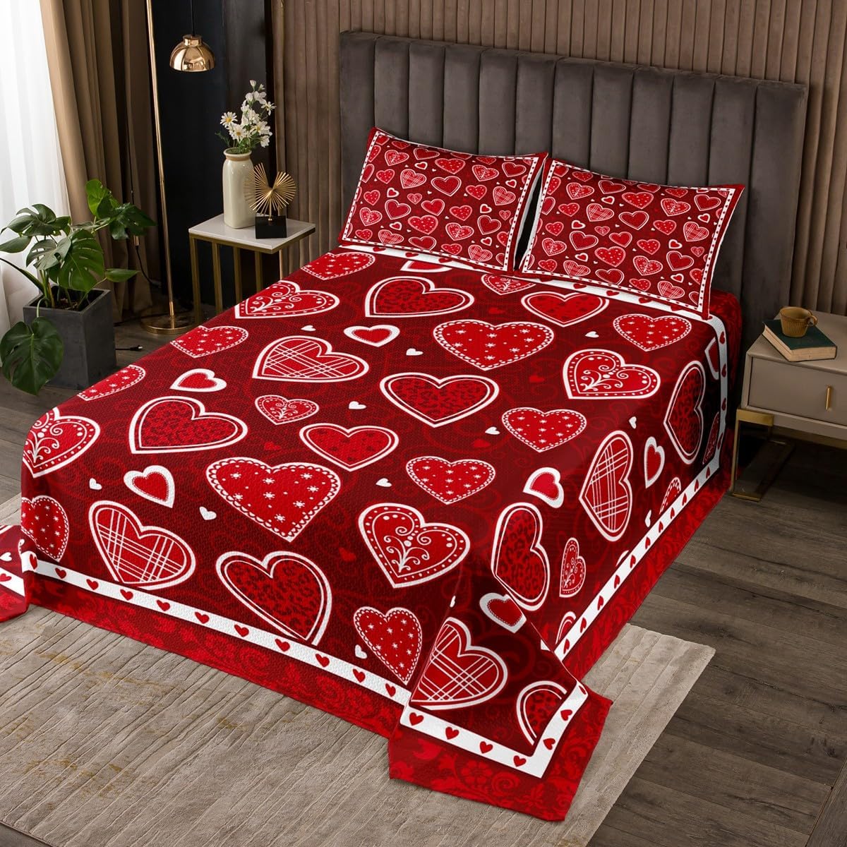 Gothic Couple Bedspread King Size,Black and White Wings Bedding Set,Skeleton Lover Comforter Set for Teens Girls Boys Adult Room Decor,Damask Rose Floral Print Black Sliver Quilt Coverlet 3Pcs