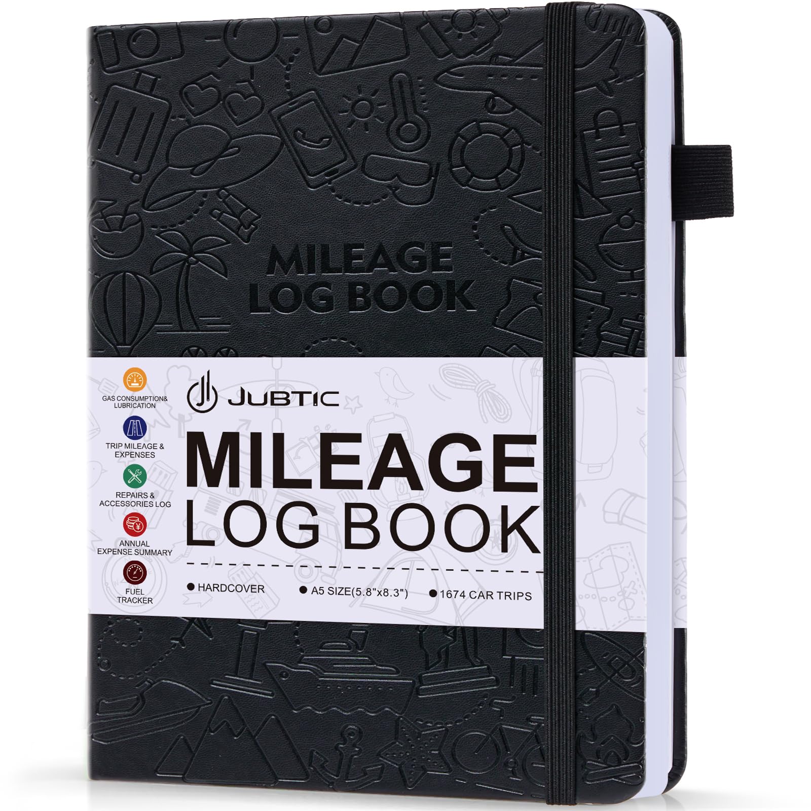 JUBTIC Auto Mileage Log Book for Taxes,Vehicle Maintenance Log Book, Miles Log Book for Car with Odometer,Expense,Gas Consumption & Lubrication,