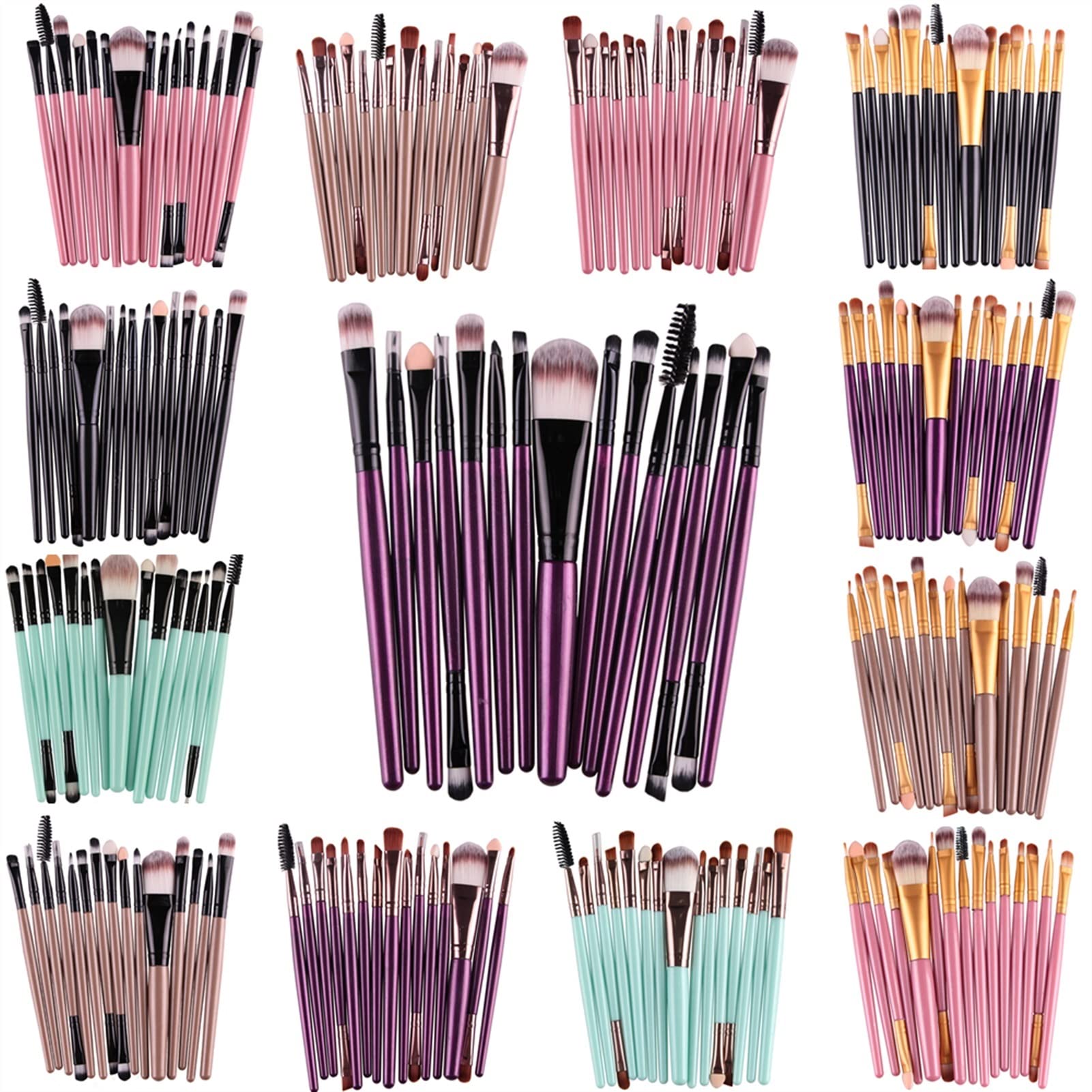 Pędzel do makijażu Zestaw pędzli do makijażu Cień do powiek Fundacja Puder Eyeliner Kosmetyki do rzęs Makijaż do twarzy Pędzel do makijażu Narzędzia (Kolor uchwytu: Błękitny) (Kość słoniowa)
