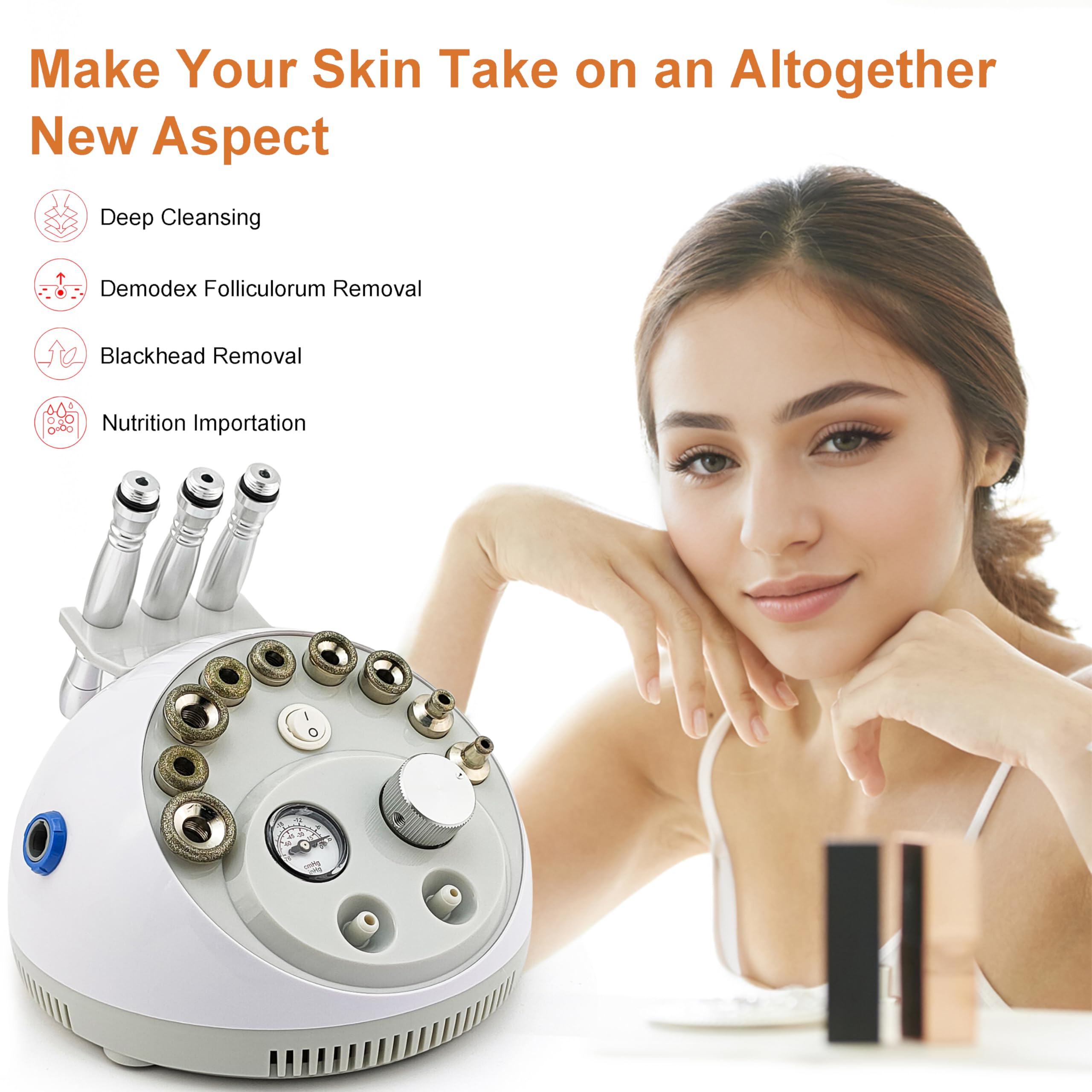 4 en 1 Dermoabrasión de diamante Microdermabrasión Limpiador de la piel Vacío Facial Peeling Rociador Blackhead Removedor de acné Cuidado de la piel Máquina de belleza  ET33P4 7
