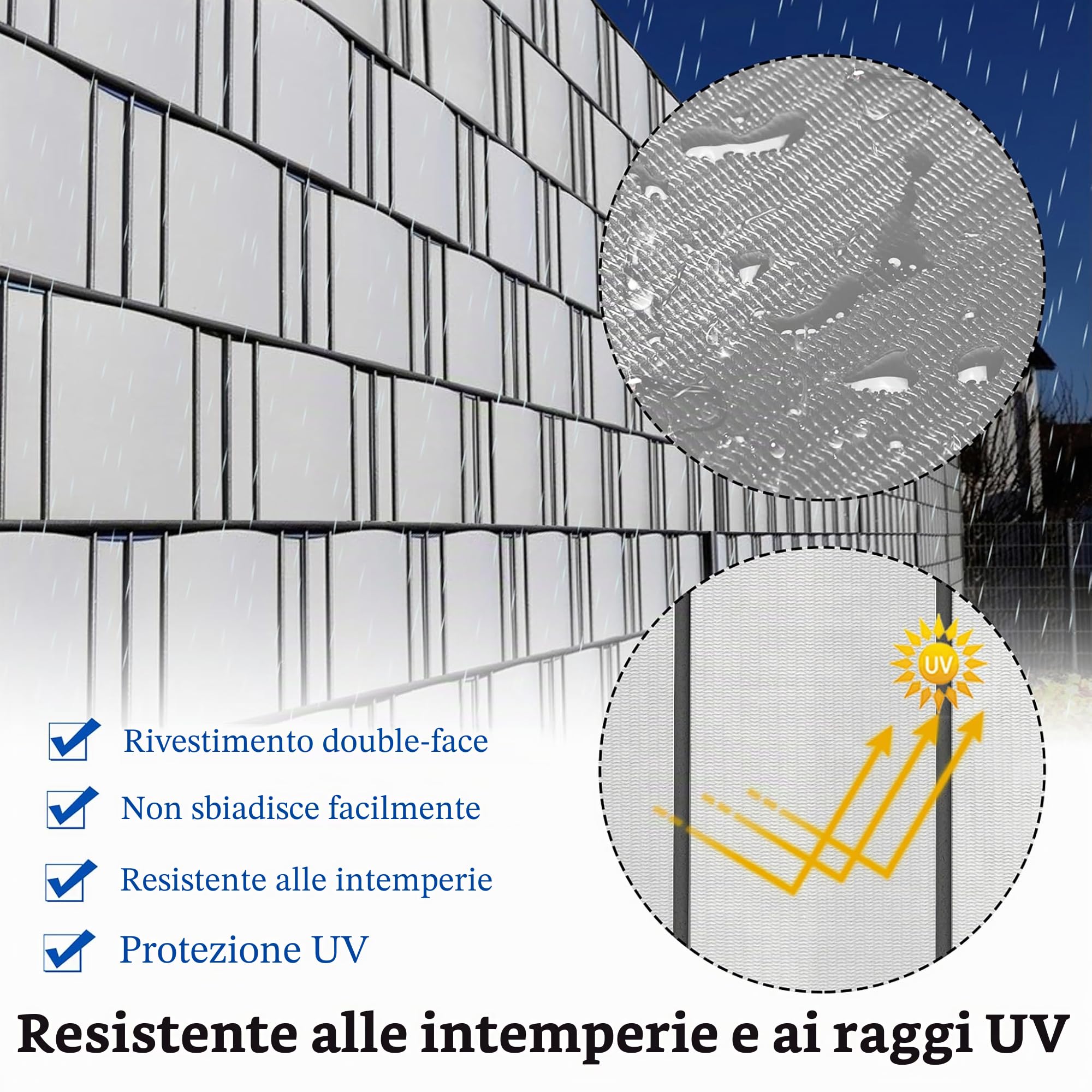 HENGMEI PVC Privacy Screen Strisce Privacy Screen Film Doppia Rete Metallica Recinzione 65m x 19 cm con 30 Pezzi Clip di Fissaggio Giardino Recinzione per Recinzione, Grigio