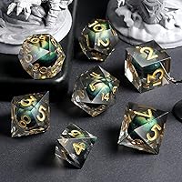 Vista 5 de DNDND Dados de Resina Ojo DND de Borde Afilado Dado de D&D con Estuche de Regalo para Juego de Dungeons and Dragons (Ojo de Dragón Verde)