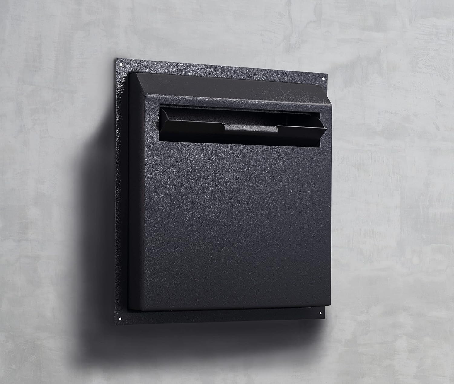 Protex WDD-180 Black Through-The-Wall Locking Drop Box, for key, remotes, cash, checks and envelopes, metal baffle, Pre-drilled mounting holes, double steel door,adjustable metal frames