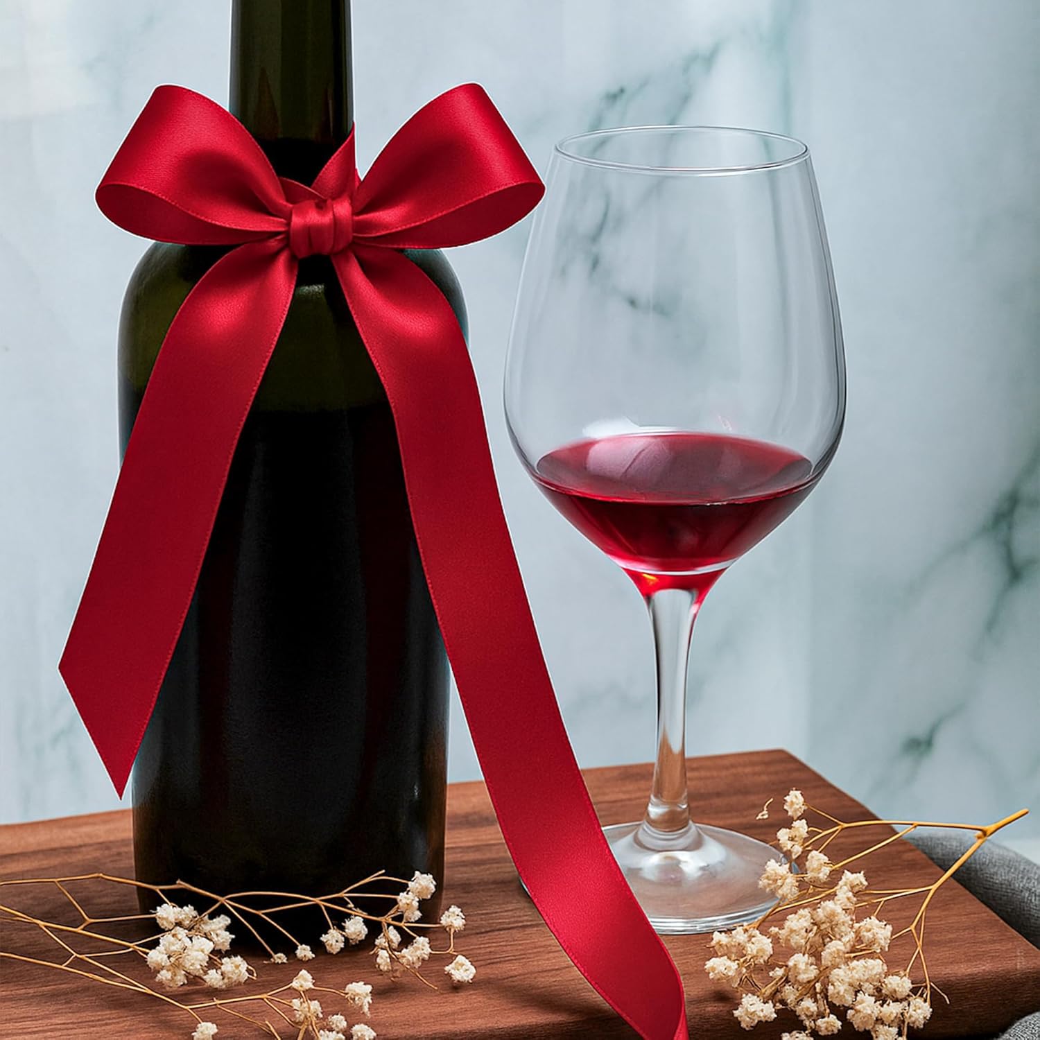 Fullive 1 1/2 In Ribbon for Gift Wrapping, 30 Yards Wine Red Valentines Ribbon, Polyester Ribbon for Flower Bouquet for Wedding Valentines Day Decorations DIY Bows Wrapping Bouquet Floral Arrangements - Image 6